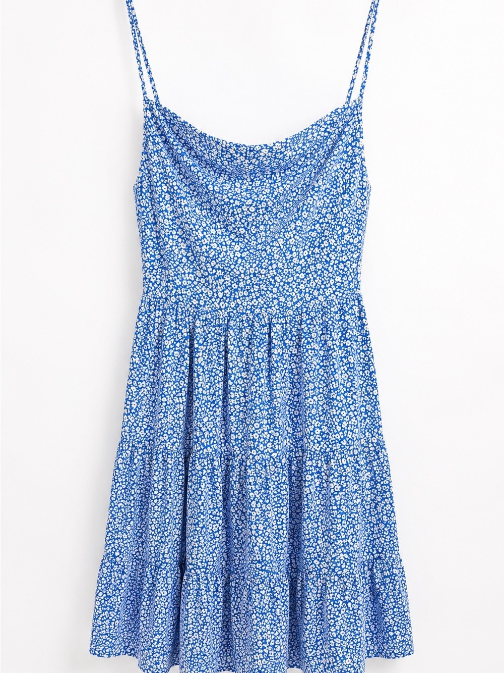 Princess Polly Tropez Mini Dress Blue Floral Open Back Tiered Sundress 6